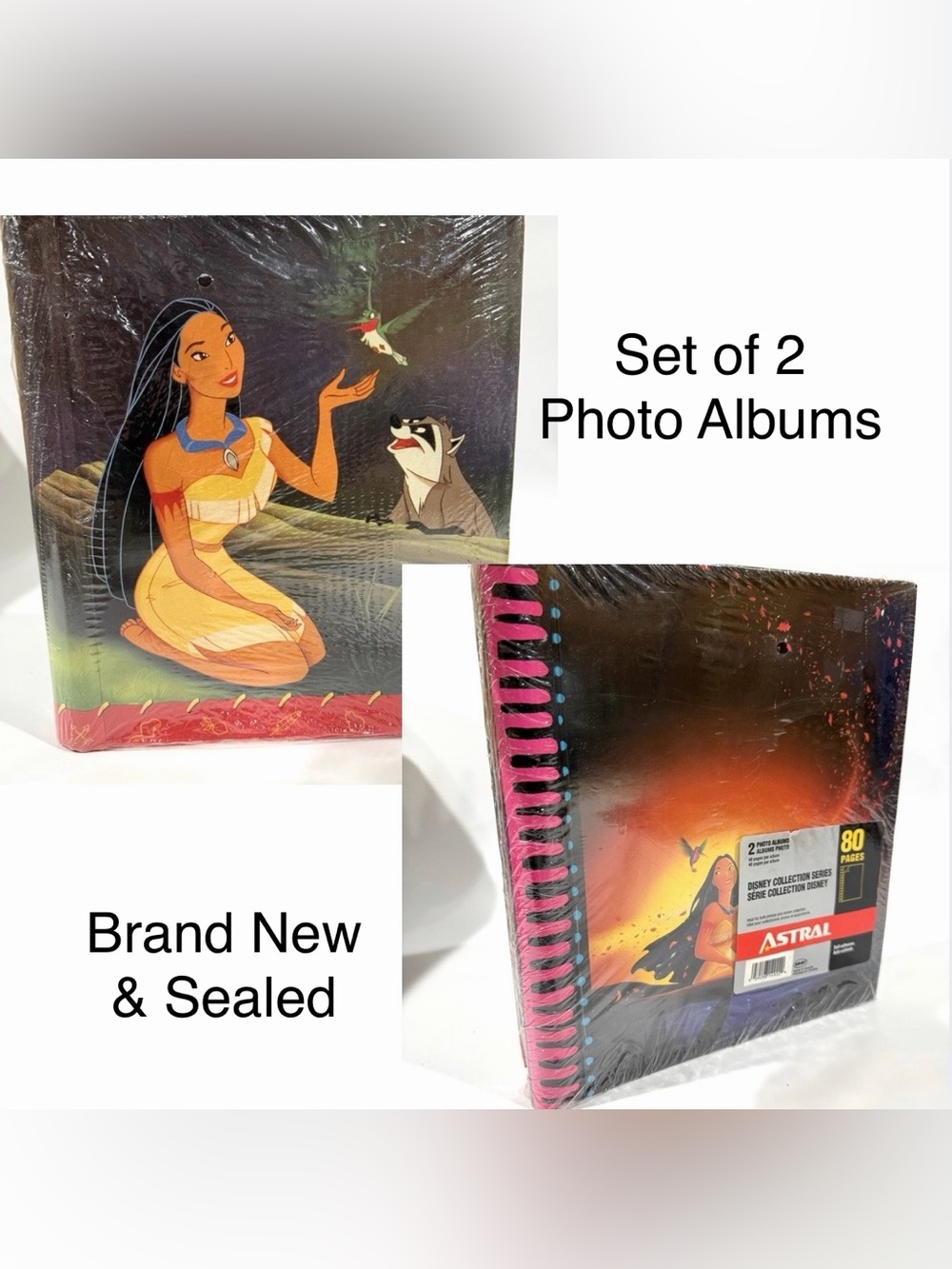 Rare 90s Set of 2 Vintage New Sealed Disney Pocahontas Desmarais Photo Albums
